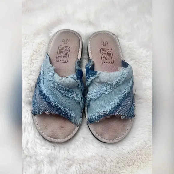 Vintage 90s Y2k Faded Glory Denim Slip On Sandals - Picture 4 of 4